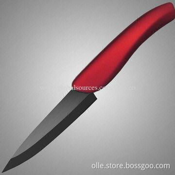5" Red Metal Handle Ceramic Cutting Knife